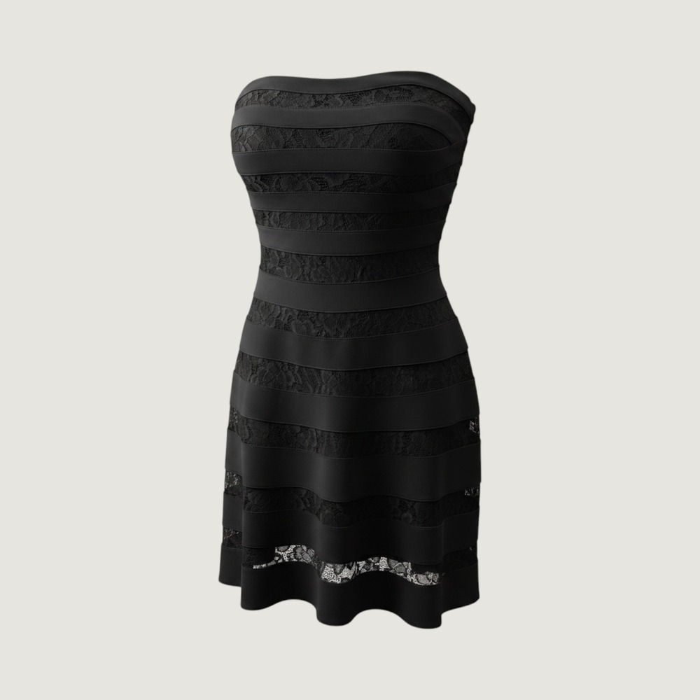 White House Black Market Black Lace Bandage Strapless Cocktail Dress 14